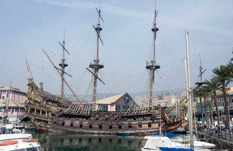 Pirate gallion in  the antique port of Genoa